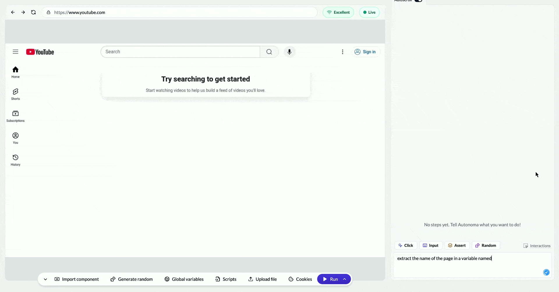 Using Autonoma's Creationg Showing Extract Memory Functionliaty