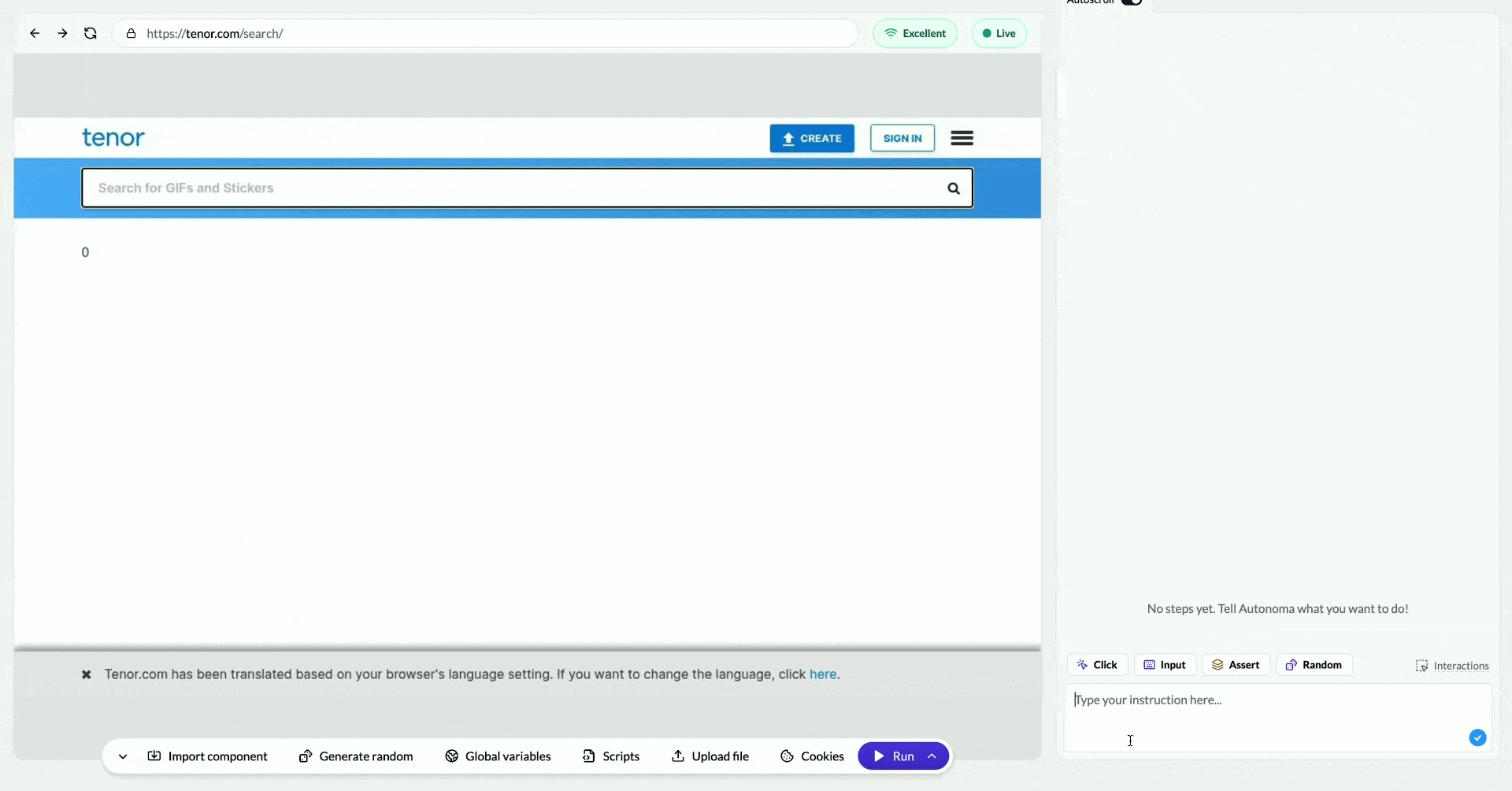 Using Autonoma's Creationg Showing Random Functionliaty