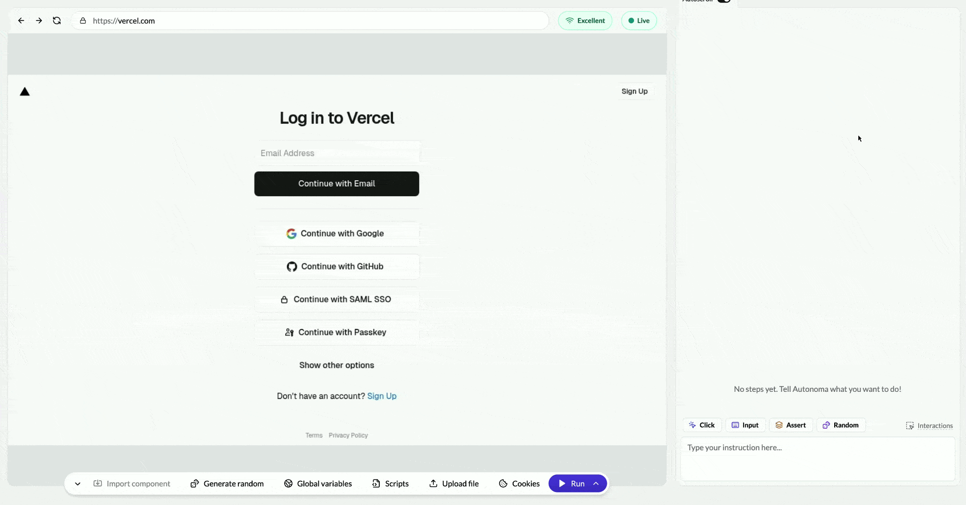 Using Autonoma's Creationg Showing Variables Functionliaty